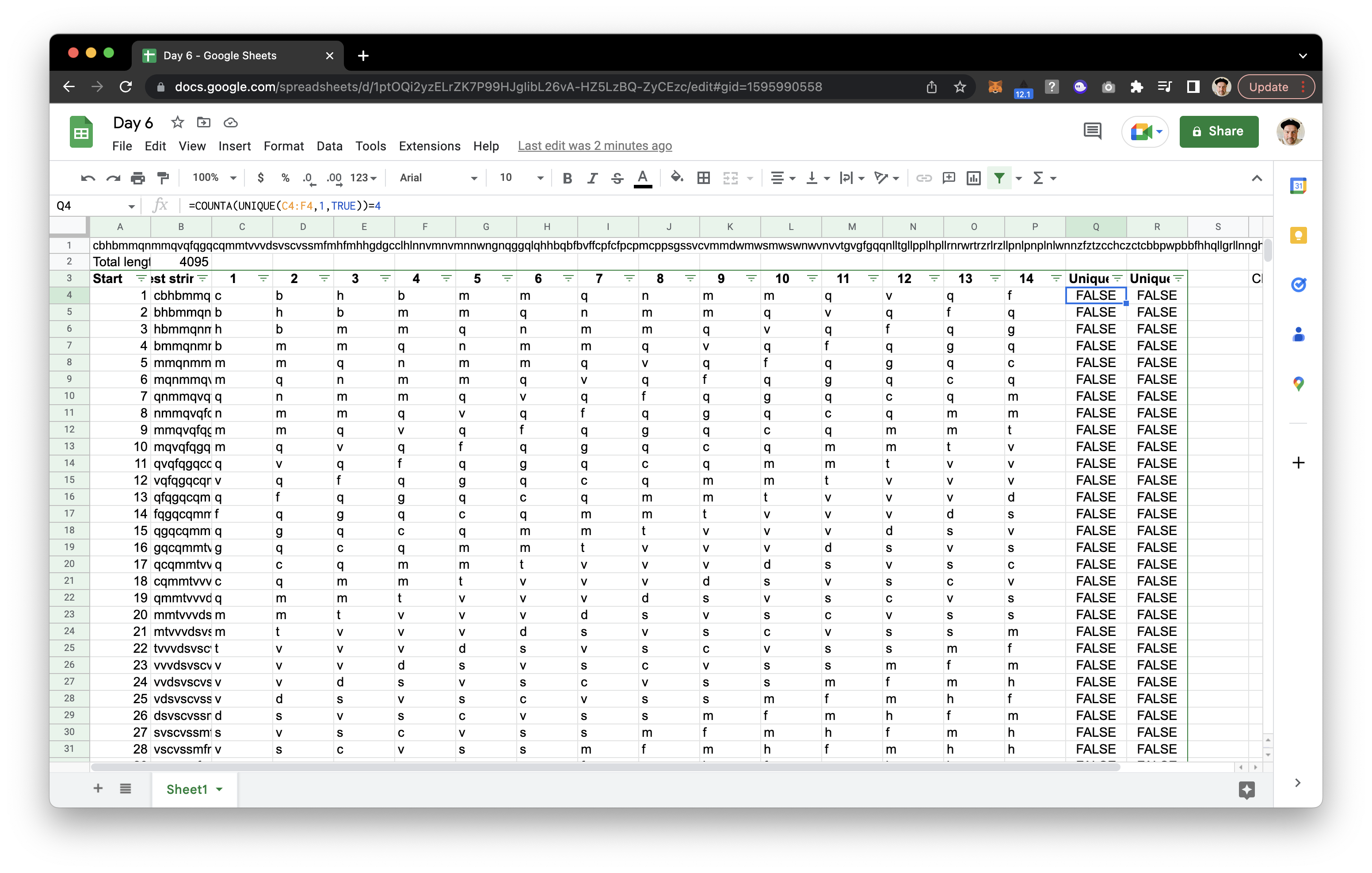 AOC Day 6 using spreadsheets