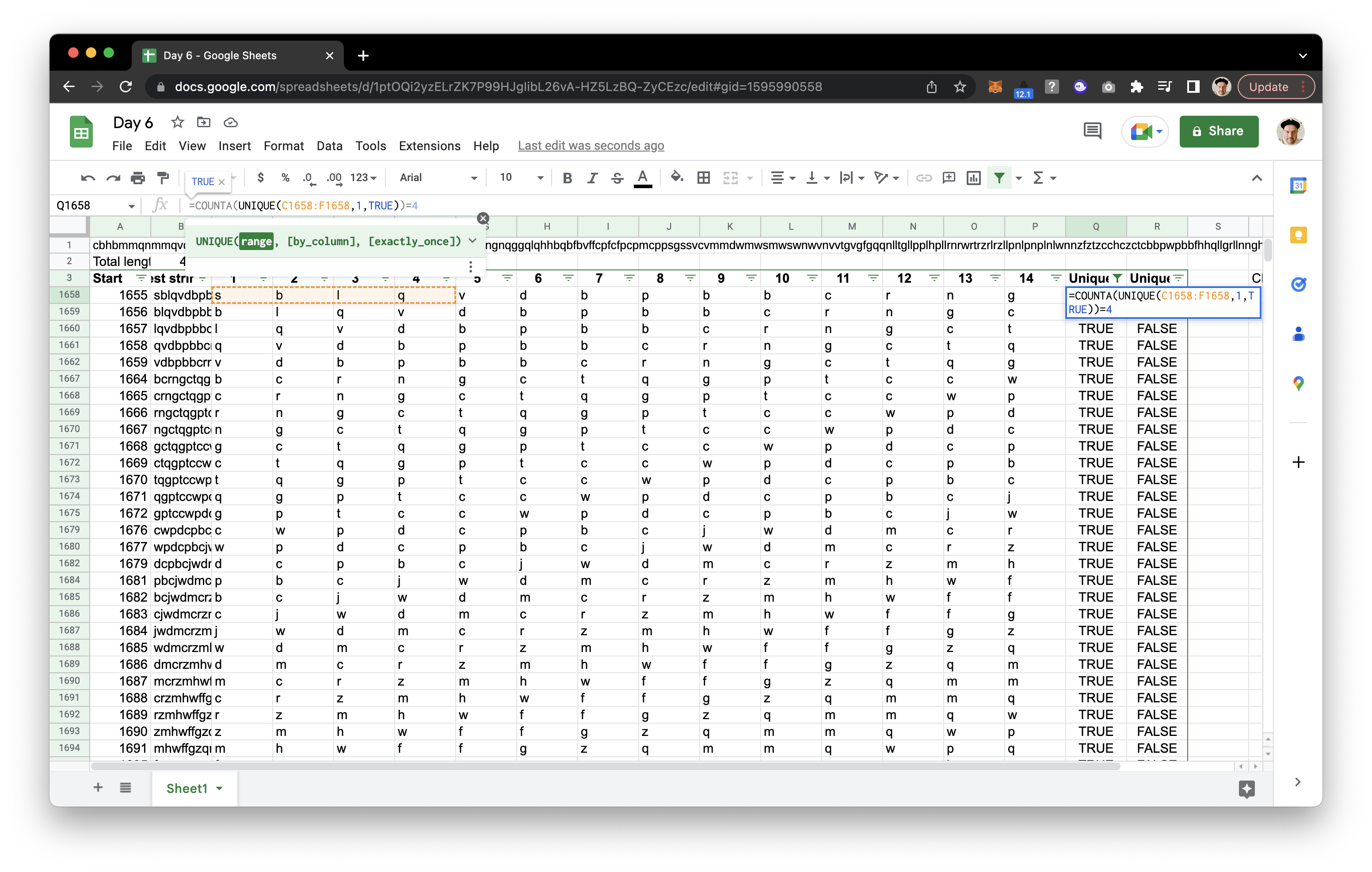 AOC Day 6 using spreadsheets